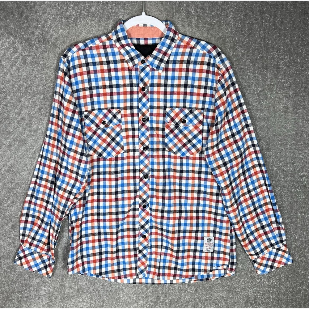 Something Strong Flannel Shirt Mens Size XL Gingham Plaid‎ Long Sleeve Button Up